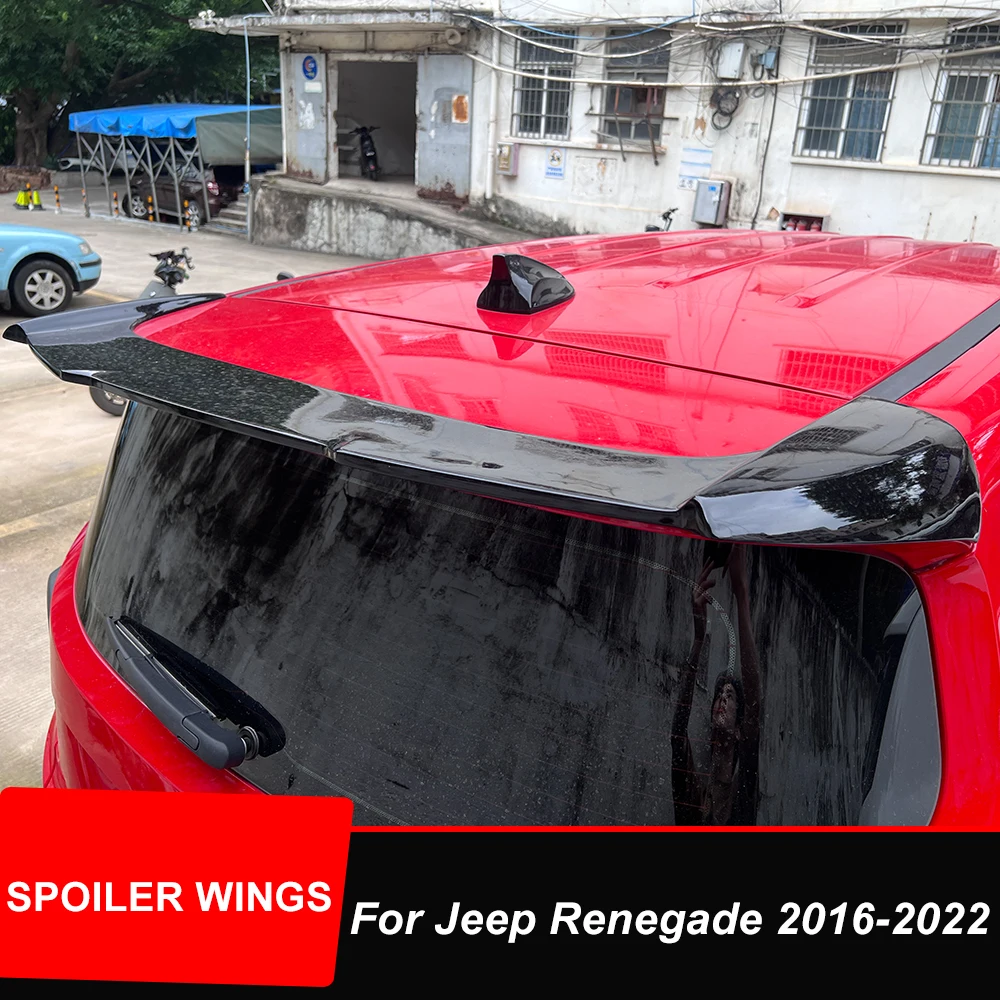 For Jeep Renegade 2016 17 18 19 20 21 22 23 Rear Roof Trunk Lid Car Spoiler Wings Black Carbon Exterior Tuning Accessories Parts