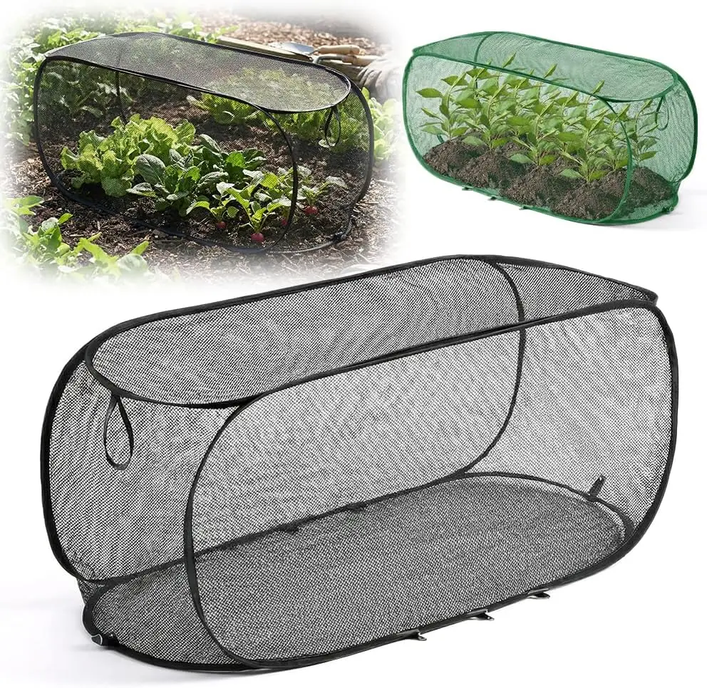 Schwarzes Pflanzenschutznetz, Garten-Gemüse-Schutzkäfige, Outdoor-Garten-Gewächshaus-Zubehör Pflanzenschattenschutz