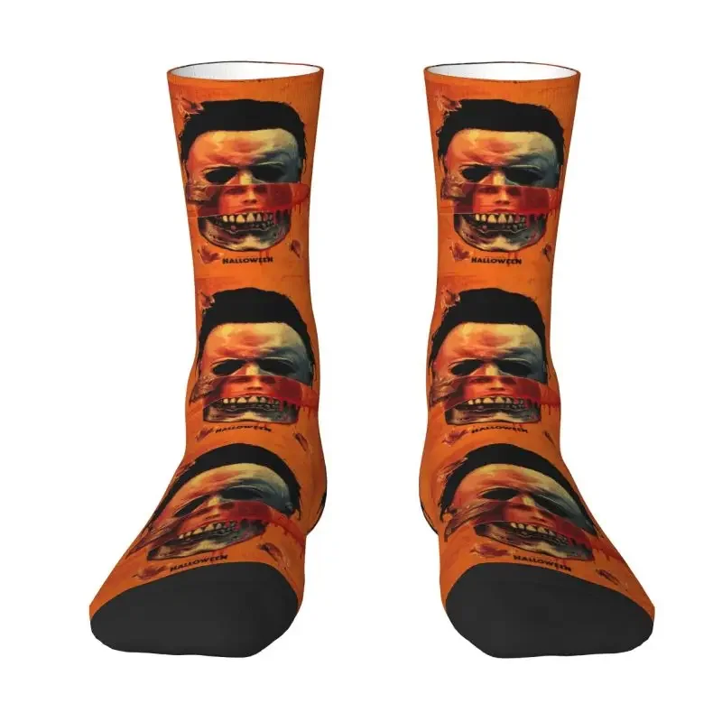 Funny Michael Myers Halloween Socks for Men Male Women Stretchy Summer Autumn Winter Horror Movie Character Crazy Crew Socks