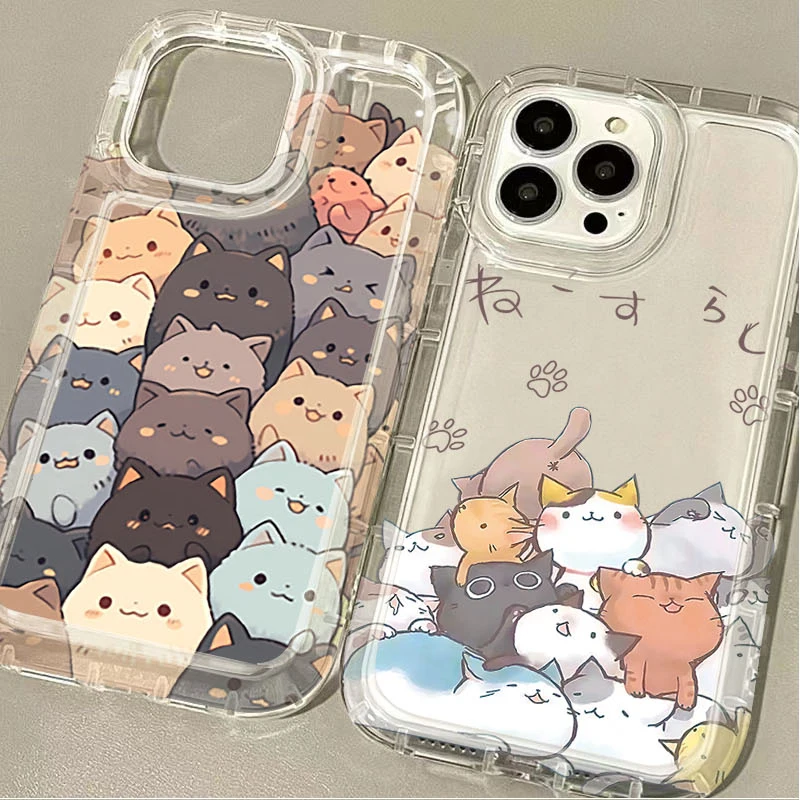 Funda transparente suave con grafiti de gato pequeño para Samsung Galaxy A15 A55 A05 A05S A14 A24 A13 A23 A73 A12 A22 A32 A52 A52S A72 A31 A51 A71