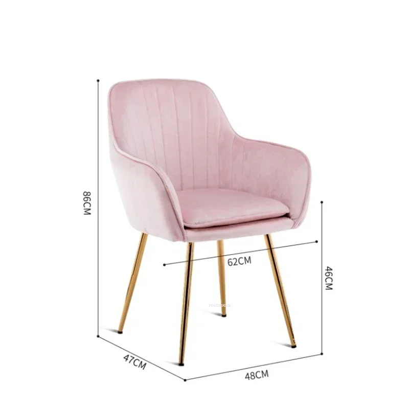 Per sala da pranzo imbottita dal design nordico scandinavo, moda trasparente, soggiorno, mobili per il tempo libero, sedia a soppalco, sedia rosa