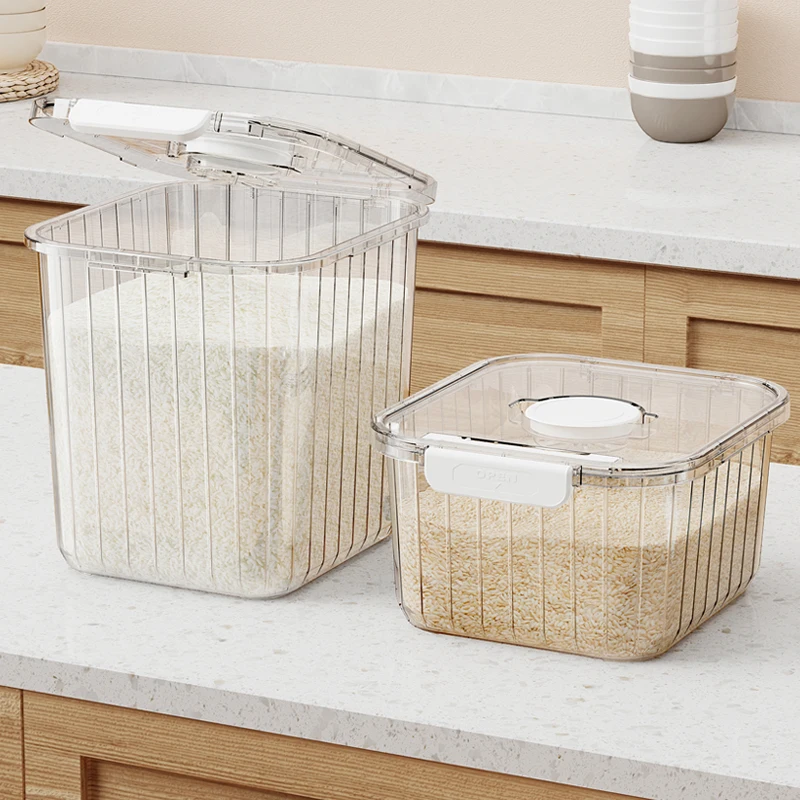 

Контейнер для хранения риса с визуальным контролем уровня запасов, герметичный, влагонепроницаемый, с защитой от вредителей, пластиковый, большой емкости (более 5 л) для домашнего использования