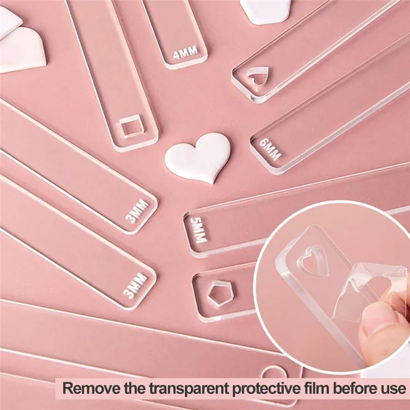 F-3C 5 pares de guias de rolo de argila para espessura de massa 2/3/4/5/6mm régua de espessura de argila de polímero ferramentas de rolo de argila