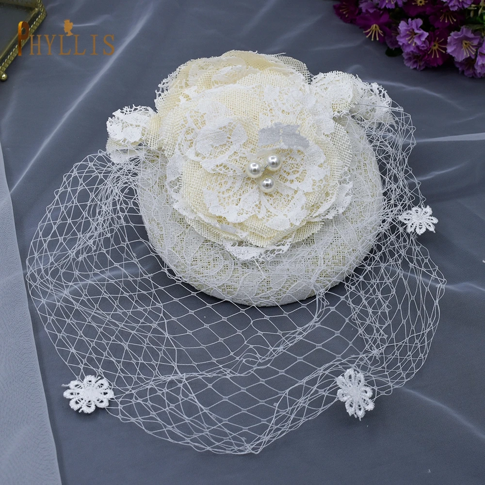 JM04 Weiß Hut Schleier Braut Blume Fascinator Braut Gesicht Schleier Hochzeit Net Hüte Kurze Abdeckung Gesicht Braut Schleier Birdcage Schleier