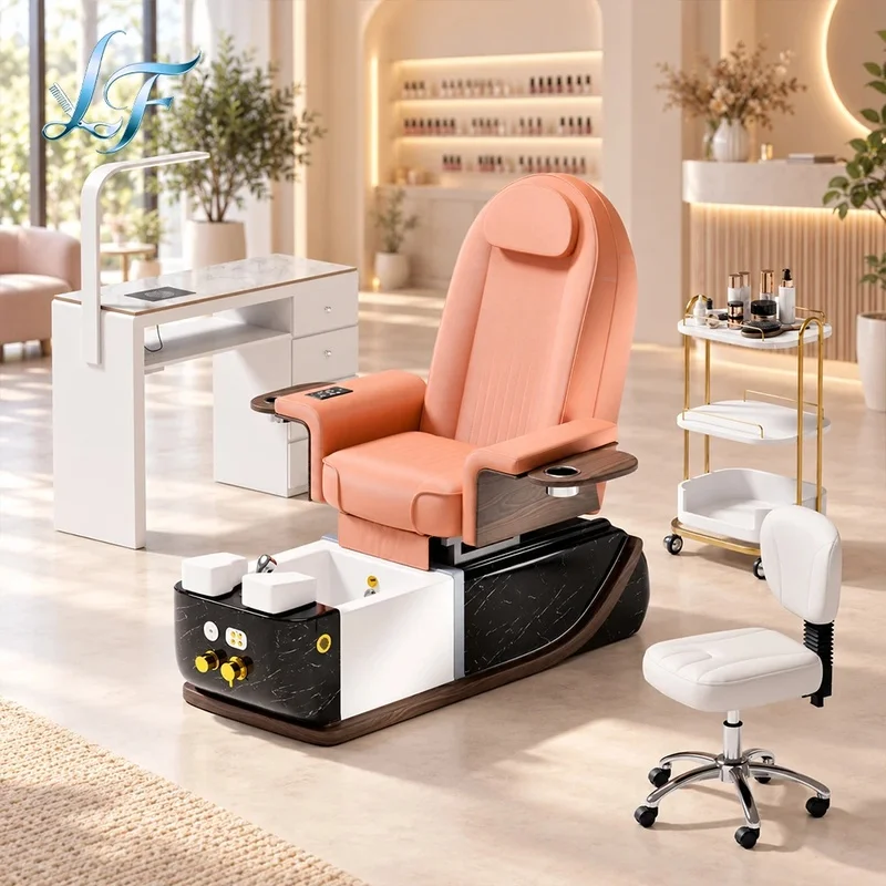 Luxury Electric Massage Pedicure Chair Reclining Foot Spa Chair Whirlpool Basin Manicure Nail Salon Furniture