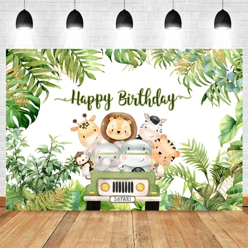 Tropical Jungle Safari Photography Backdrop Wild One Forest Animals Baby Shower Birthday Party Background Custom Photo Studio