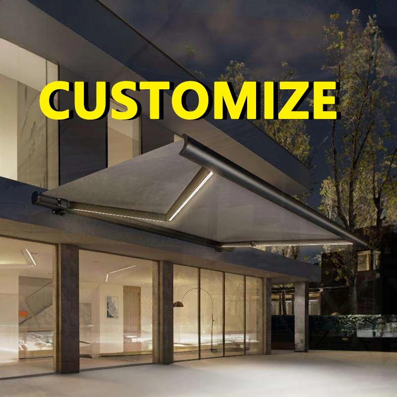 

Any Size Custom Wear Resistant Hand Crank Awning Breathable Polyester Fabric Four Season Weatherproof Villa Homestay Garden Balc