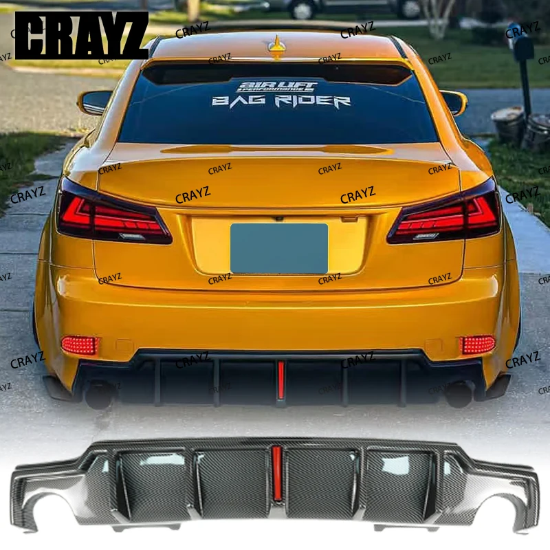 

For Lexus IS250 IS300 IS350 2006-2012 Rear Bumper Diffuser With Pilot Led Light Tail Lip Spoiler Splitter Car Auto Accessory