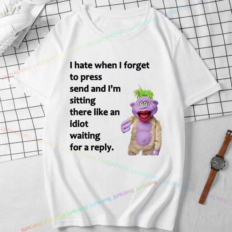 الفول السوداني جيف دنهام حياة مضحكة قصيرة ابتسامة أنا أكره عندما أرسال L Forgetto. تيشيرتات قطن 100% للجنسين