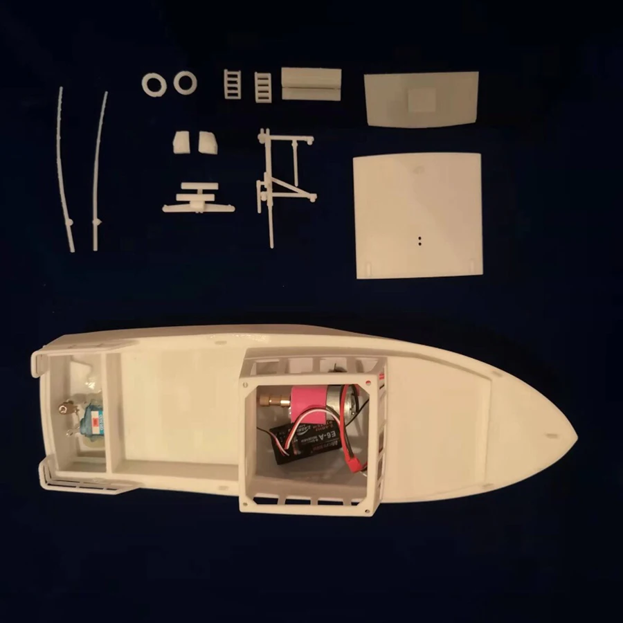Barco rc 1/32 de 46cm, motor único, controle remoto, barco de pesca, resina, peça única, kit de modelo de barco rc, brinquedo adulto