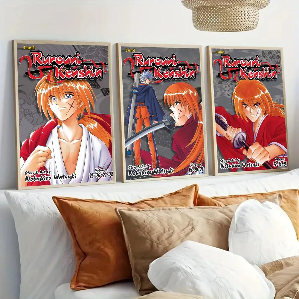 R-Rurouni K-Kenshin Anime Poster Modern Home Living Bedroom Bar Hallway Waterproof Wall Art Aesthetic Decor