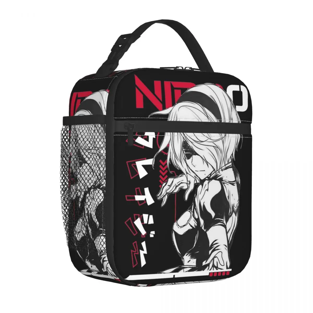 Nier Automata 2B Insulated Lunch Bags Portable Anime Reusable Thermal Bag Tote Lunch Box Office Outdoor Food Bag