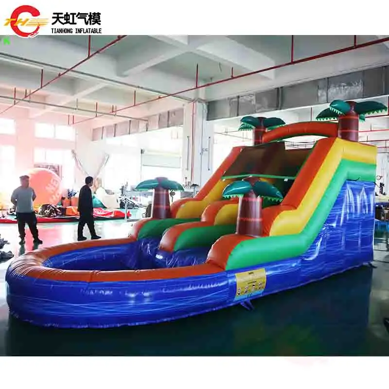 6x2,5x3m aufblasbare kommerzielle Palmen-Wasserrutsche mit Pool-Endstück für den Sommer-Garten