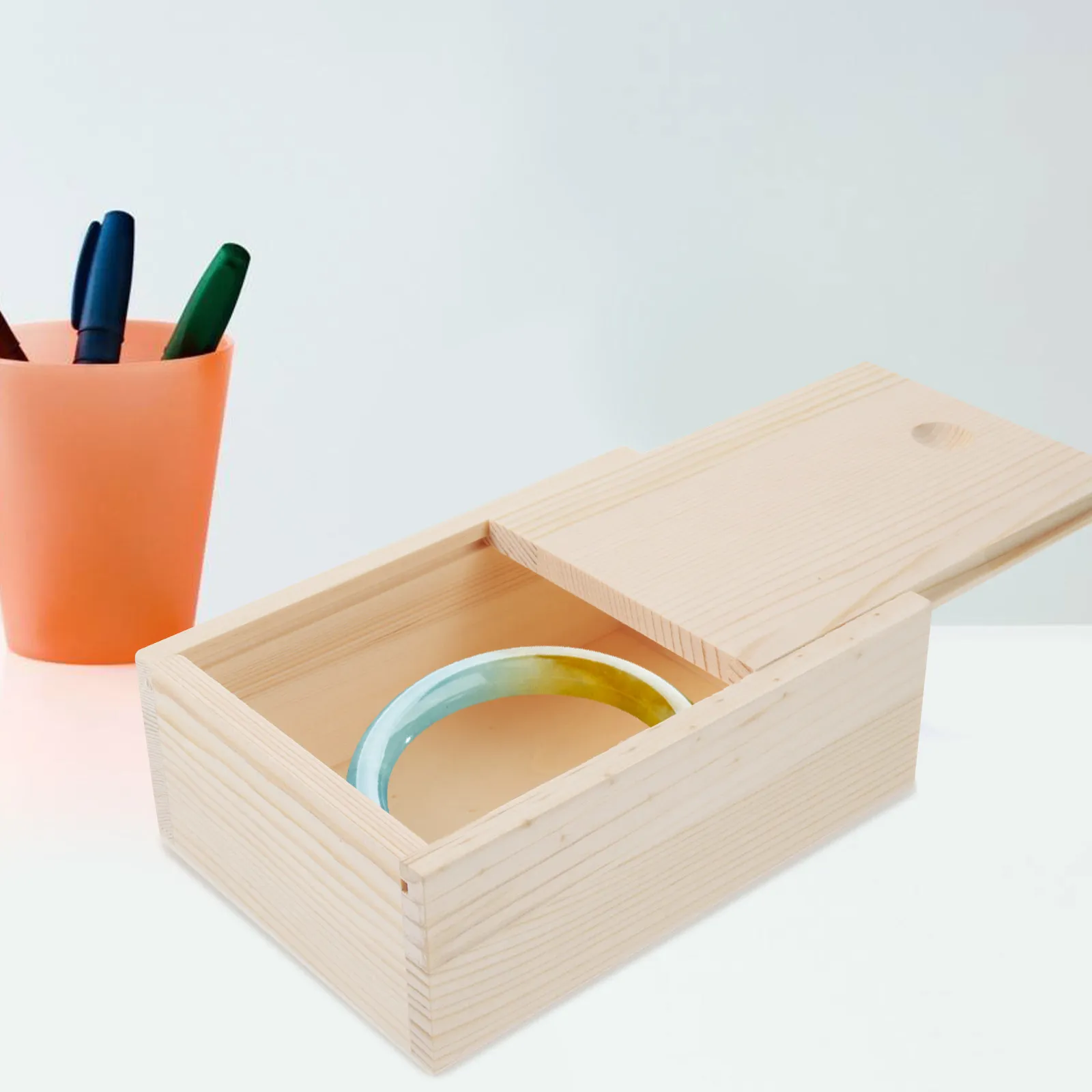 

Набор из 2 штук: Деревянные шкатулки для украшений из сосны, маленькие настольные органайзеры с выдвижным ящиком для серег, колец, ожерелий, браслетов, декоративные