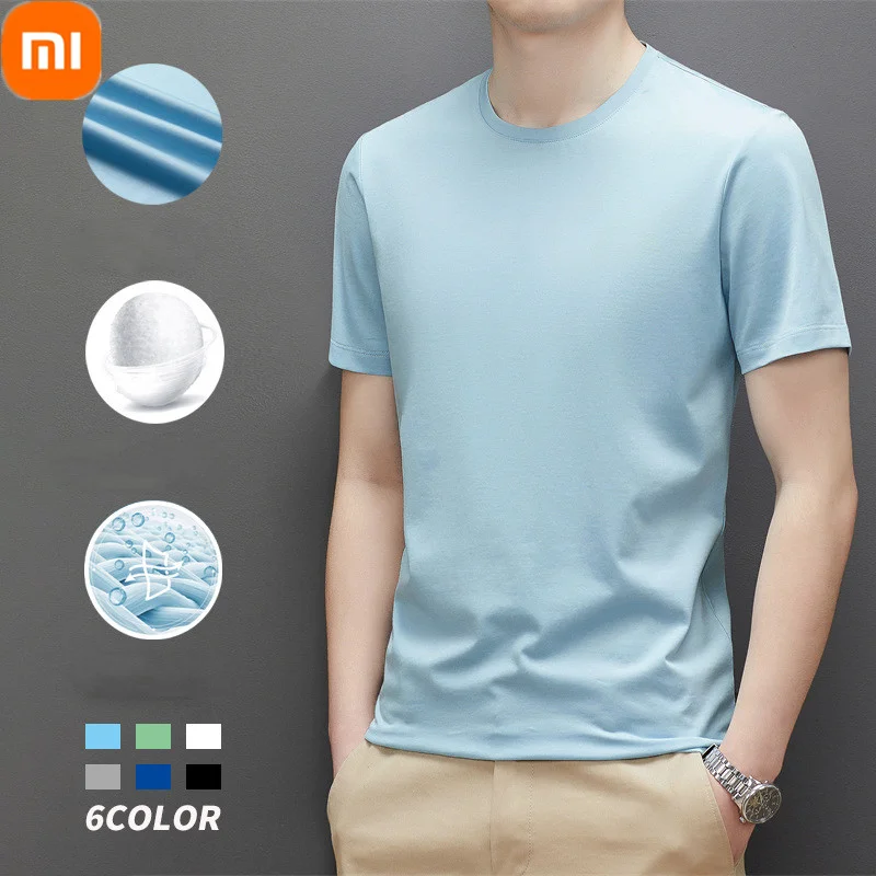 

Xiaomi YOUPIN Ice Silk T-Shirt Men's Ice Cool Breathable Moisture Absorbent Solid Color Round Neck Short Sleeve 2022 Summer