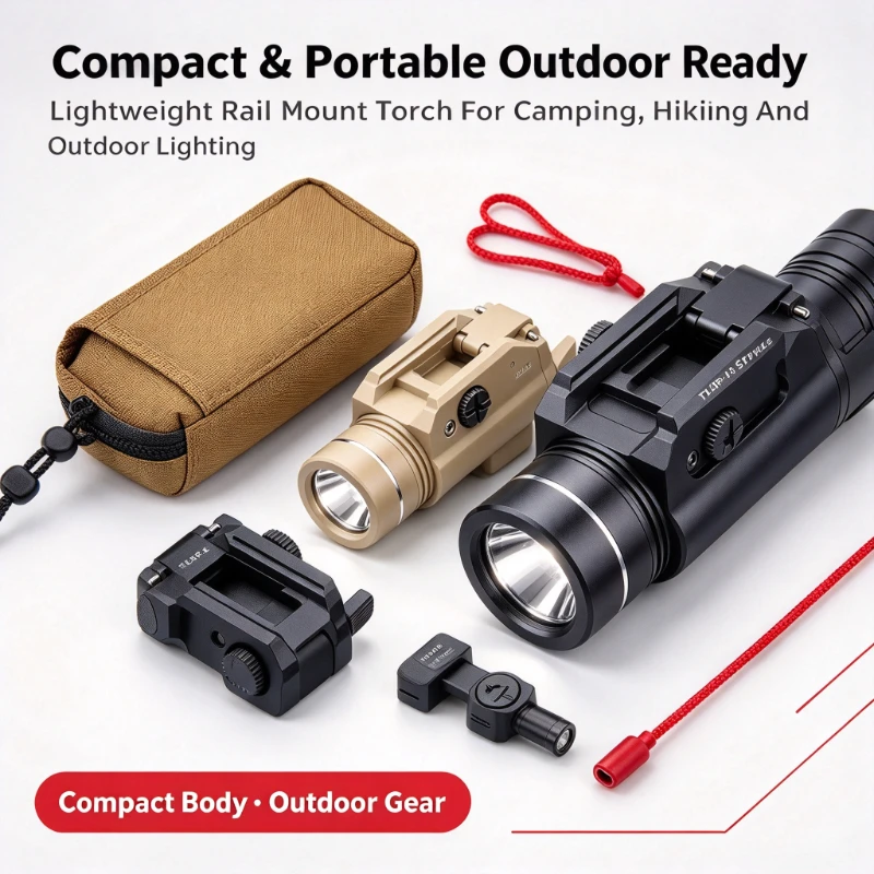 Tactical Rail Mount Flashlight TLR-1 Style 1000 Lumen LED Light, Super Bright Torch Outdoor Camping Hiking Equipment