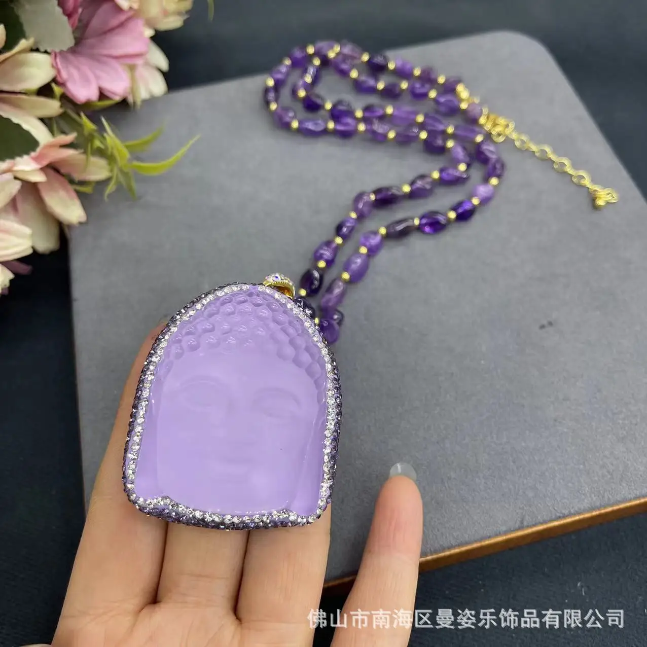DIY accessories Manufacturer wholesale, new glazed Buddha head natural purple water sweater chain, essential original jewelry ni