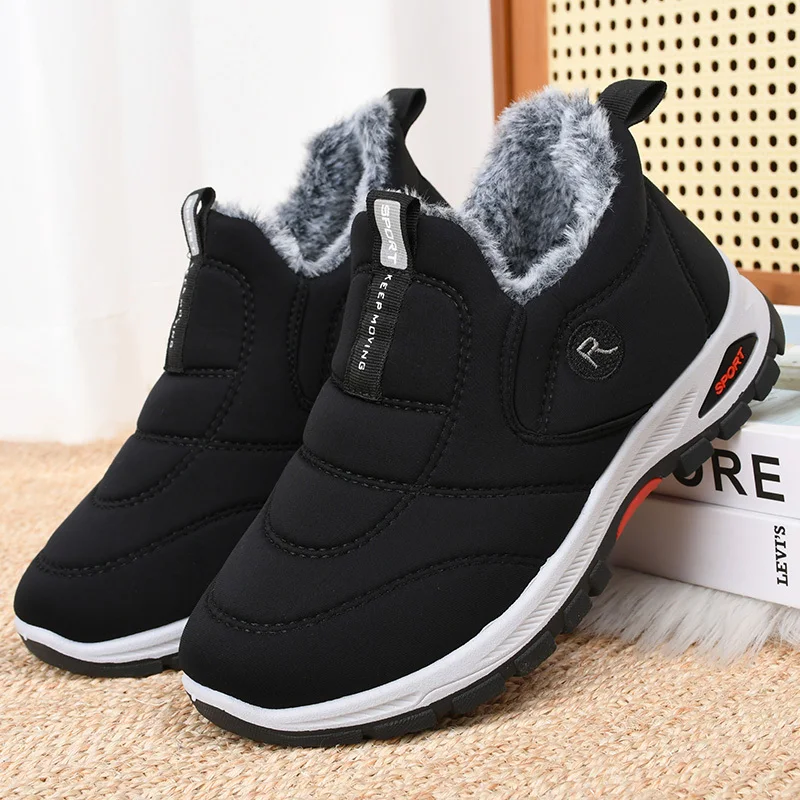 Winter Men Snow Boots Warm Plus Velvet Man Casual Shoes Outdoor Non-slip Cotton Shoes Men Wear-resistant Waterproof Sneakers Man