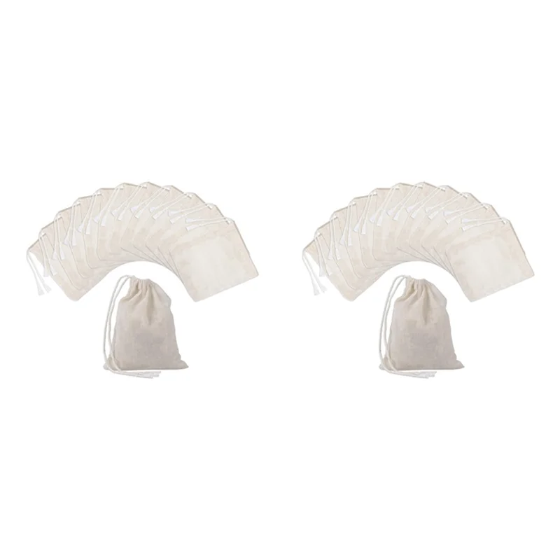 FYBL-100 قطعة أكياس قطنية برباط أكياس موسلين، أكياس مشروب الشاي (4 × 3 بوصات) #1
