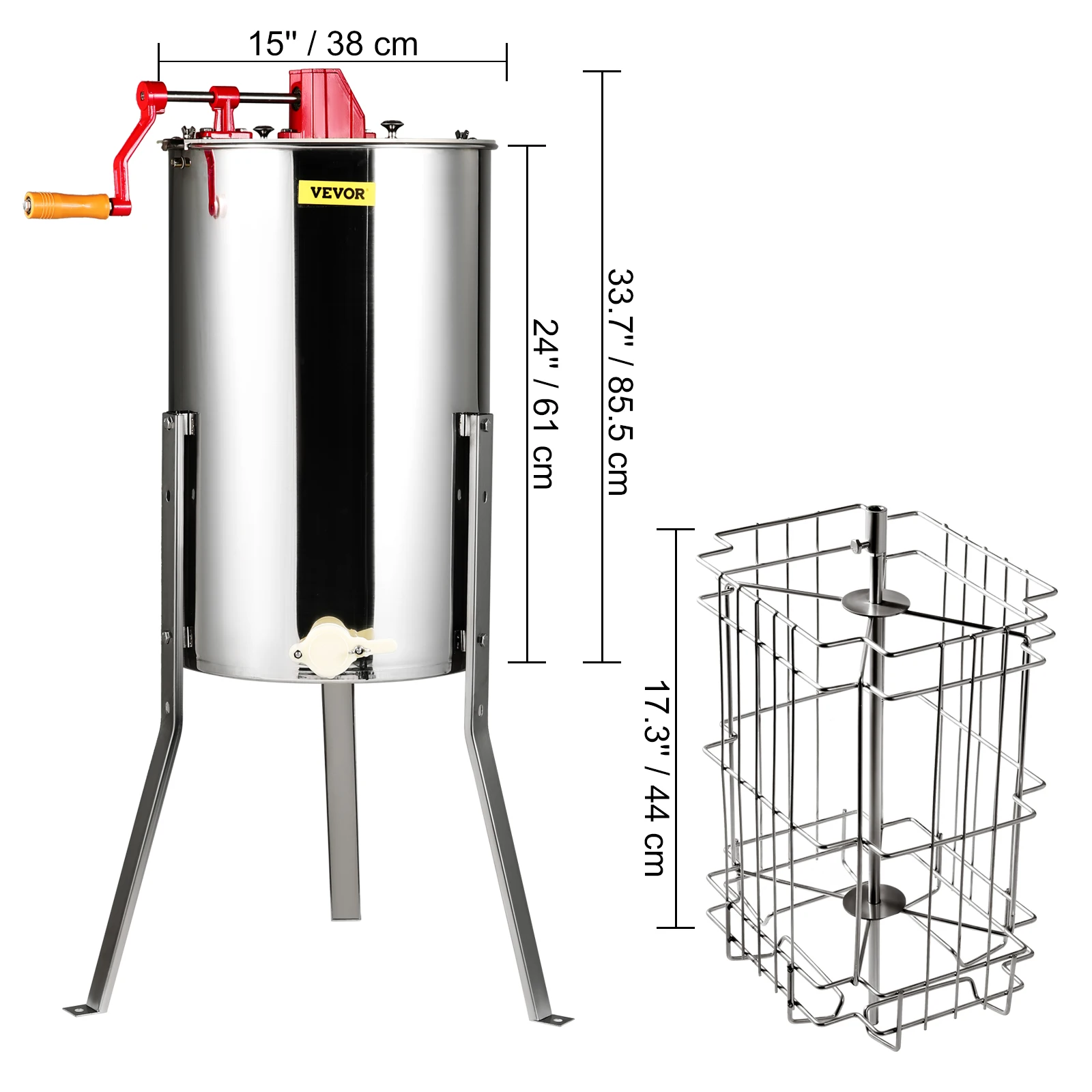 SucceBuy Honing Extractor 4/8 2/4 Frame Elektrische Rvs Honingraat Spinner Crank Honing Centrifuge Bijenteelt Apparatuur