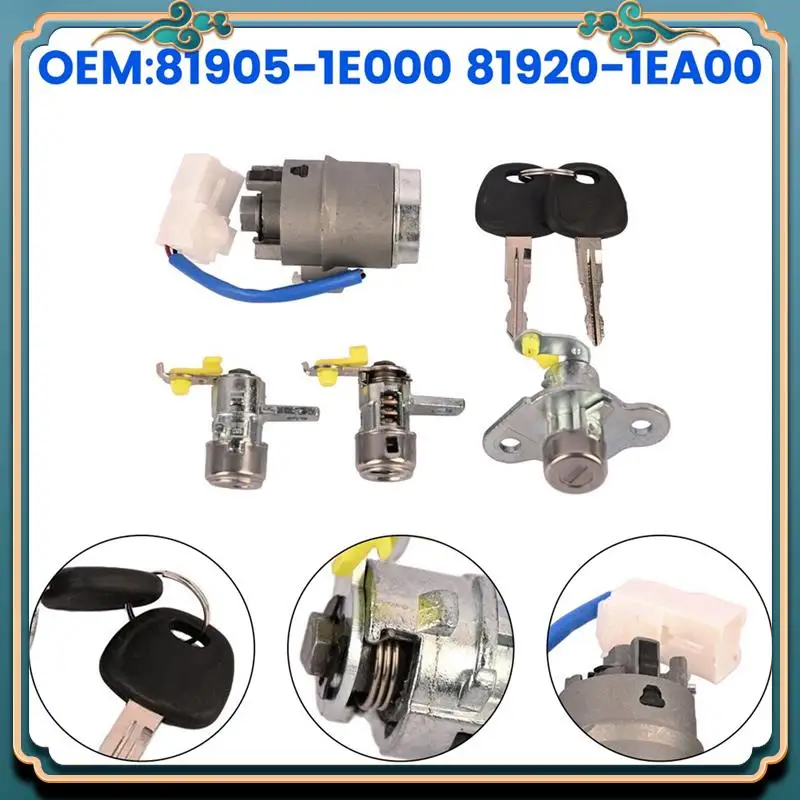 A54P-Car Ignition Lock Cylinder Barrel + Door Lock For ACCENT 2006-2011 81905-1E000 81920-1EA00 Replacement Accessories