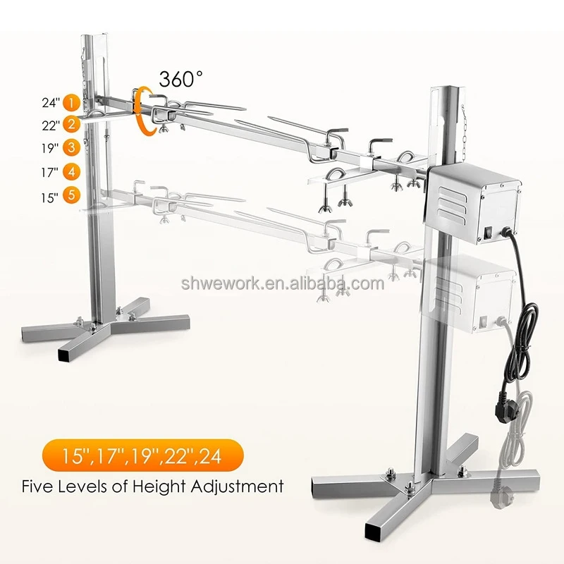 Electric BBQ Rotisserie Grill Kit for Pig Lamb Meat Processing Machine Grilling Kit Automatic Height Adjustable Roaster Stand