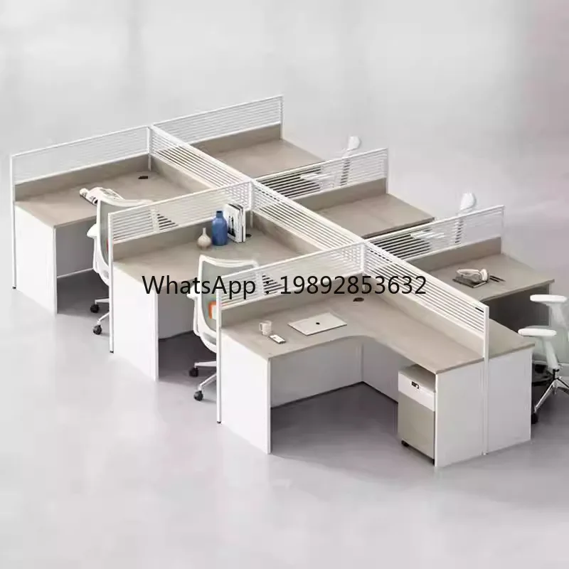LYY Office Desk and Chair Set for Four Persons, Staff Desk, Financial Card Seat, Partition Workstation, Office Furniture