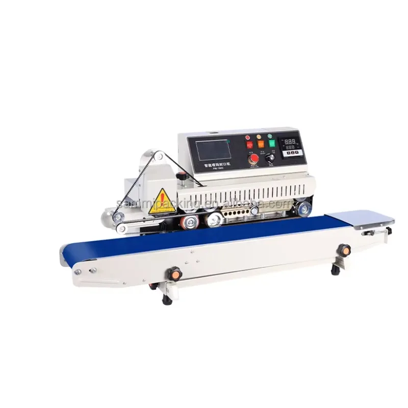 Automatic Continuous Horizontal Bag Band Sealer with Date Steel Printing Printer Horizontal Plastic Bag Sealing Coding Machine