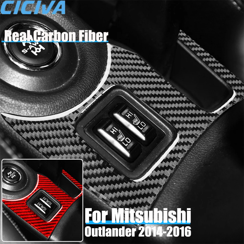 

Real Carbon Fiber Car Accessories Seat Heating Panel Trim Decorative Cover Soft Sticker For Mitsubishi Outlander 2014 2015 2016