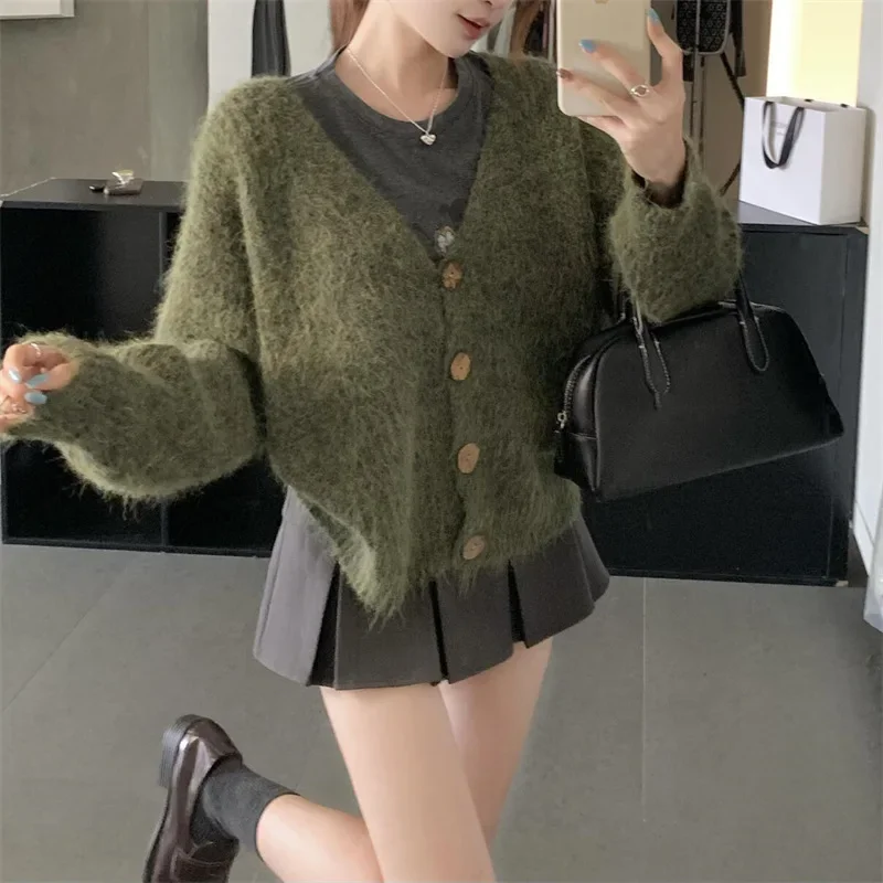 

Autumn New plus Size Elegant Versatile Slimming Top Comfortable Casual Loose Fit Long Soft Knitted Open Cardigan Korean Style
