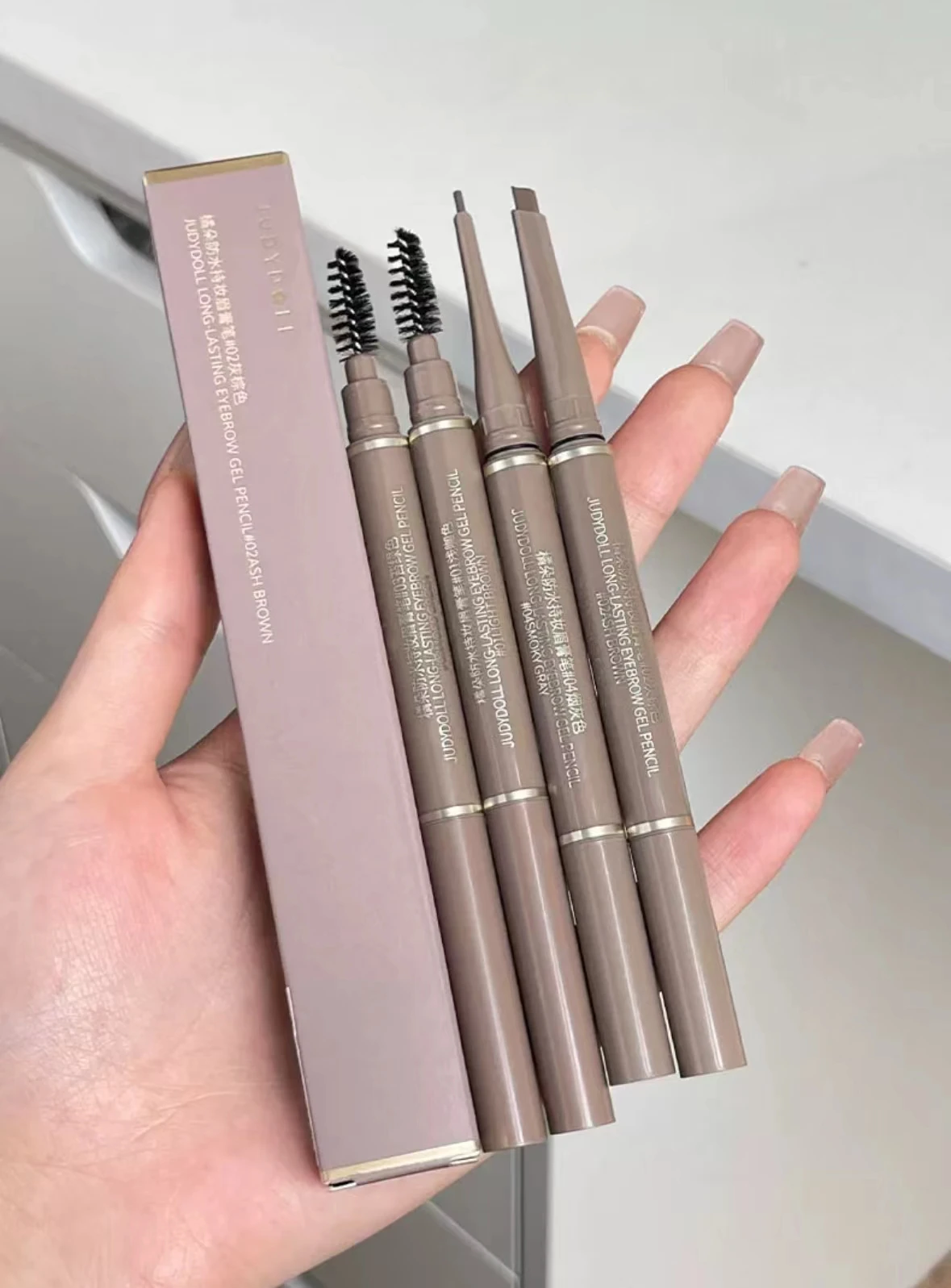 Judydoll Double Head Machete Eyebrow Pen Waterproof Long-lasting With Brush Condensed Non-fading Triangular Eye Brow Pencil