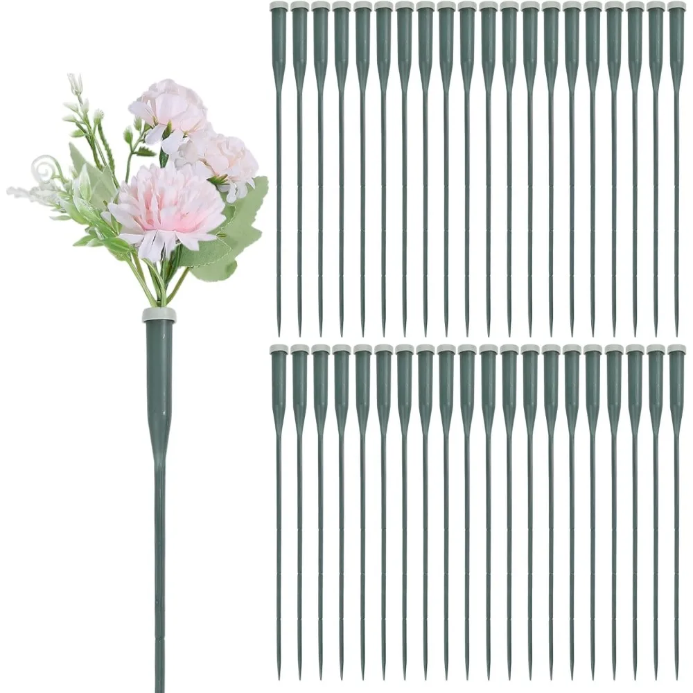 

50Pcs 11.8inch Stem Water Tubes for Flowers with Cap Dark Green Plastic Flower Tubes Supplies Fresh Floral Water Vials