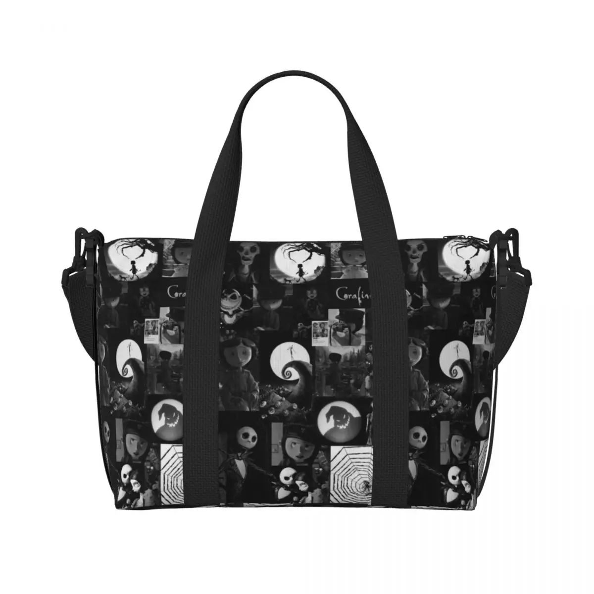 Custom Halloween The Nightmare Before Christmas Grocery Tote Shopping Bag  Large Capacity Jack Skellington Gym Beach Travel Bags