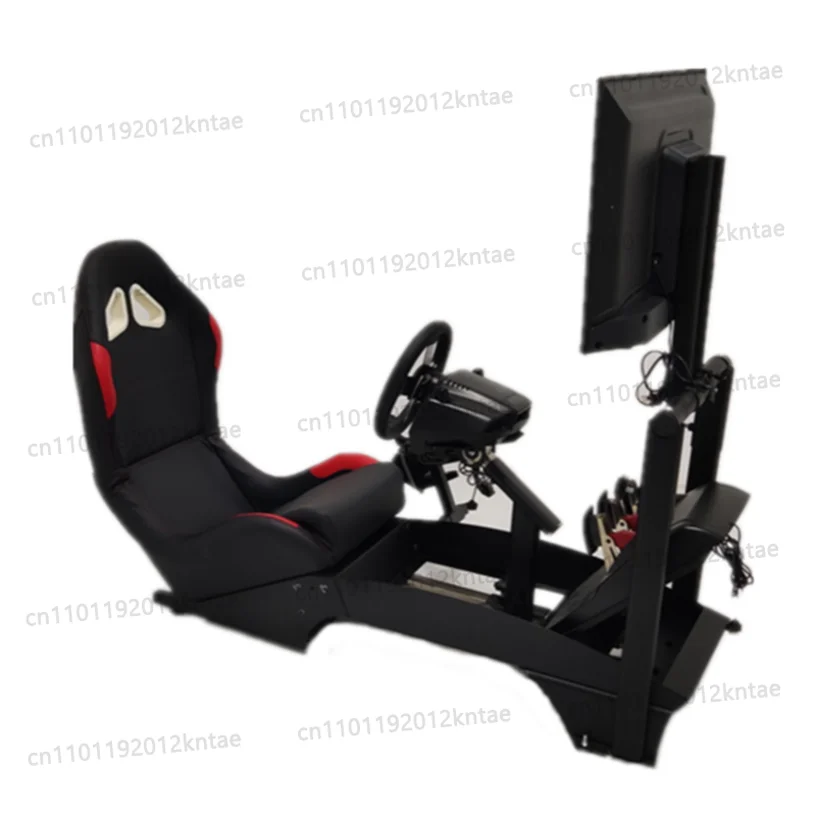 emulator cockpit with including driving game frame, simulation gear, and stand-up single-monitor stand