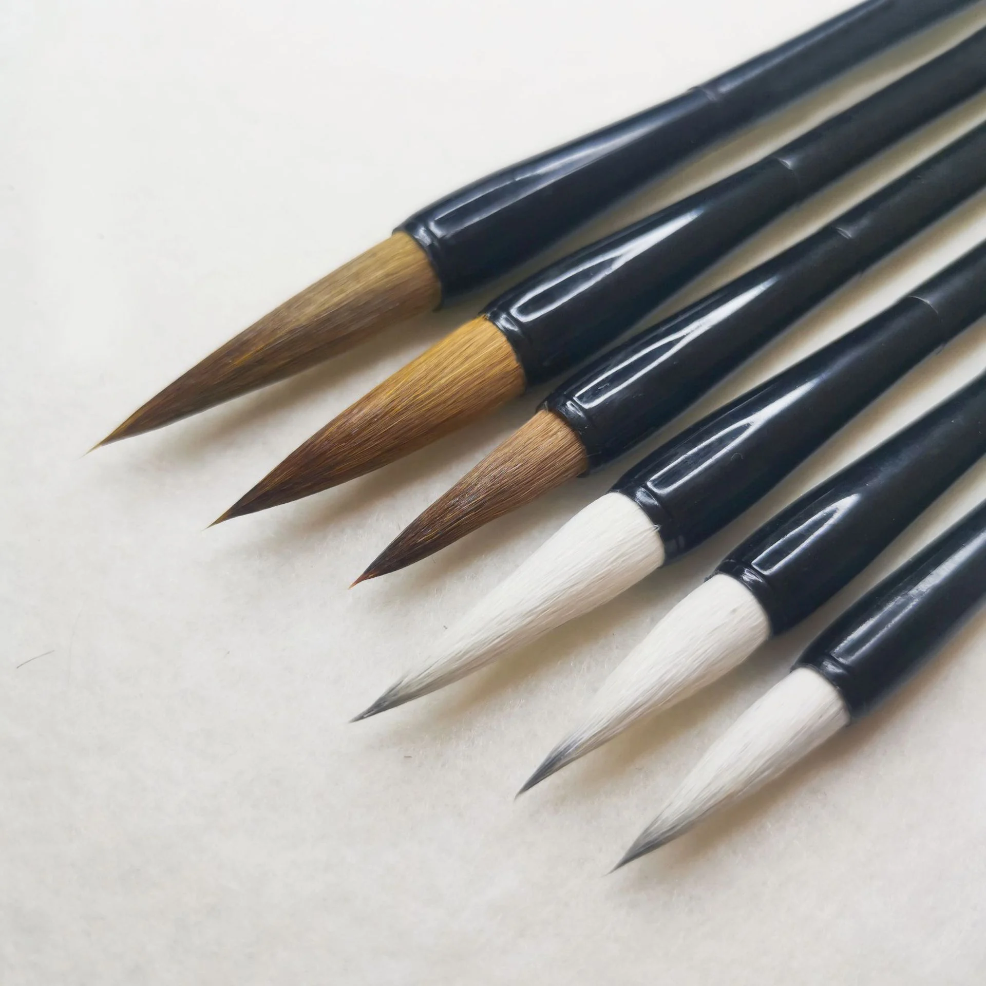 6Pcs Beginner Calligraphic Brush Set Mix Hair Large Medium Small Chinese Painting Brush Weasel Wool Soft Hair Writing Brushes