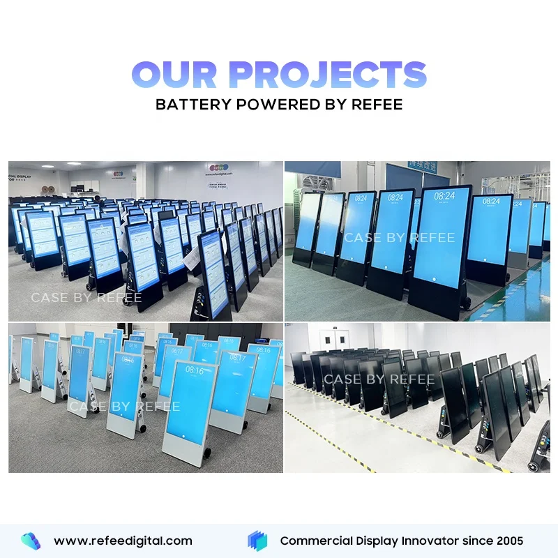 Batterijaangedreven voeding LCD-poster 43-inch draagbaar digitaal reclamebord reclamescherm met beweegbare wielen