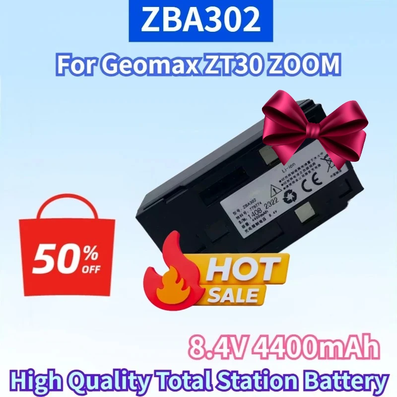 New ZBA302 8.4V 4400mAh Li-ion Rechargeable Battery for Geomax ZT30 ZOOM 20/30/35PRO ZBA301 High Quality Total Station Battery