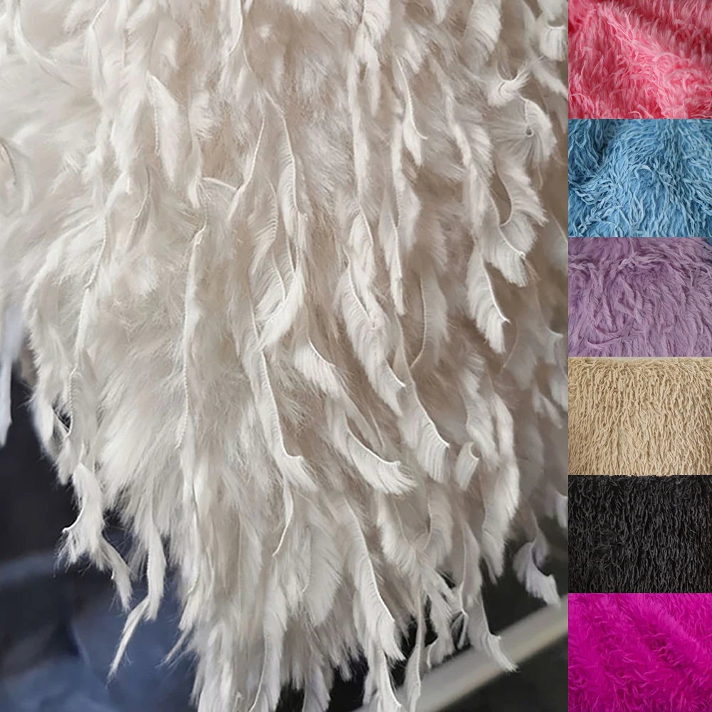 White pink black simulation Feather Long Flow Su Velvet Mascot fabric Coat Pillow Curtain Bag sweater costumes party decorations