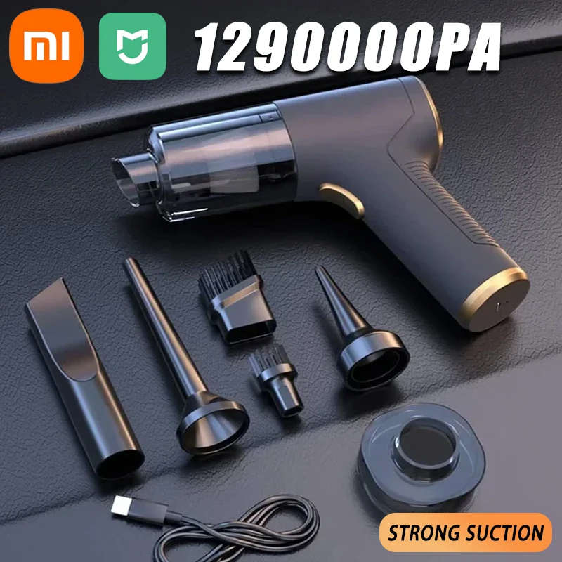 Xiaomi-1290000Pa Aspirador de carro, poderosa máquina de limpeza, forte sucção, portátil para carro, casa, portátil, limpador sem fio