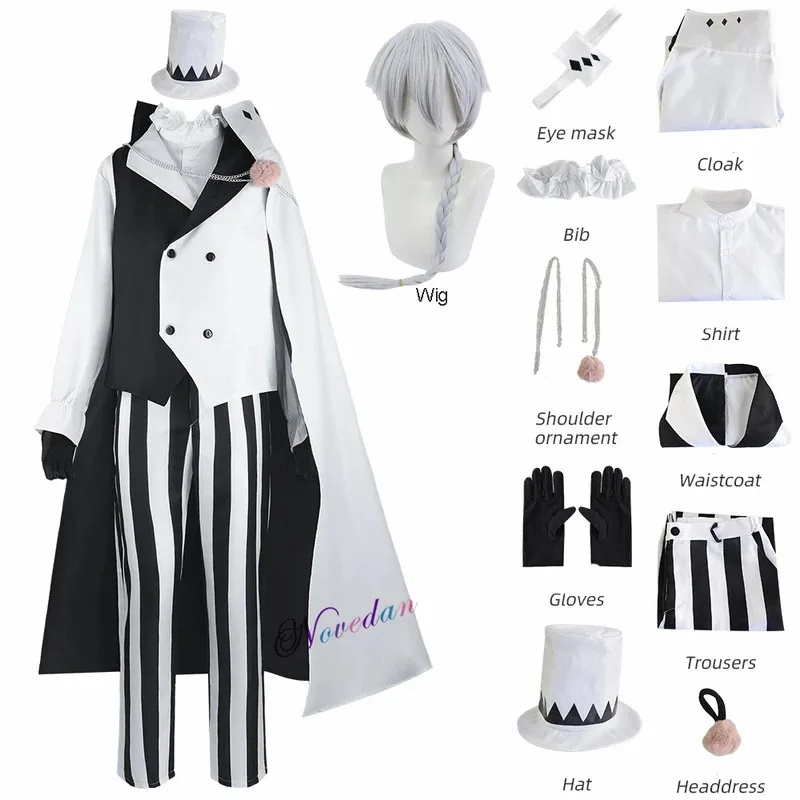 

Nikolai Gogol Cosplay Costume Anime Bungou BSD Hunting Dogs Nikolai Cosplay Cloak Cape Outfit Hat Wig Halloween
