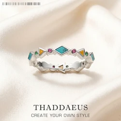 Ring Paradisiacal Colourfull Stones,Europe Turquoise 925 Sterling Silver Fine Jewerly For Women Summer Brand New Bohemia Gift