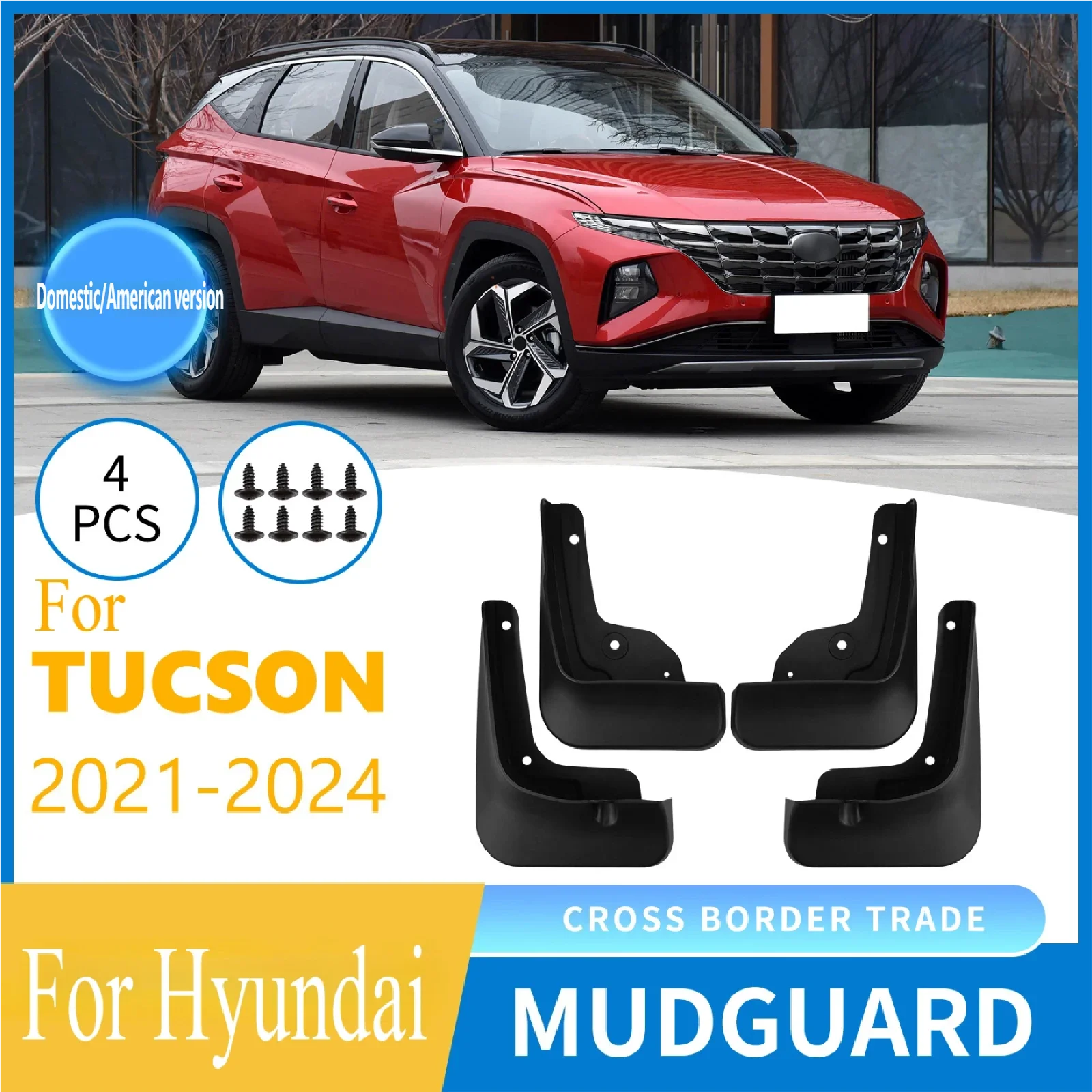 

For Hyundai Tucson 2021-2024 Domestic& US Version Custom Mud Flaps Mudguard Fit Anti-Mud Anti-Splash Durable Auto Exterior Parts