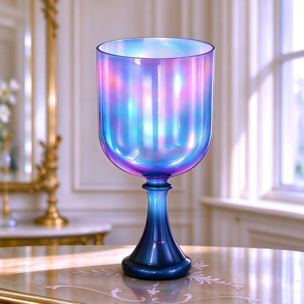 Blue Purple Rainbow Aura Quartz Crystal Singing Chalice Sound Bath Grail Bowl High Purity with Free Hollow Felt Mallet