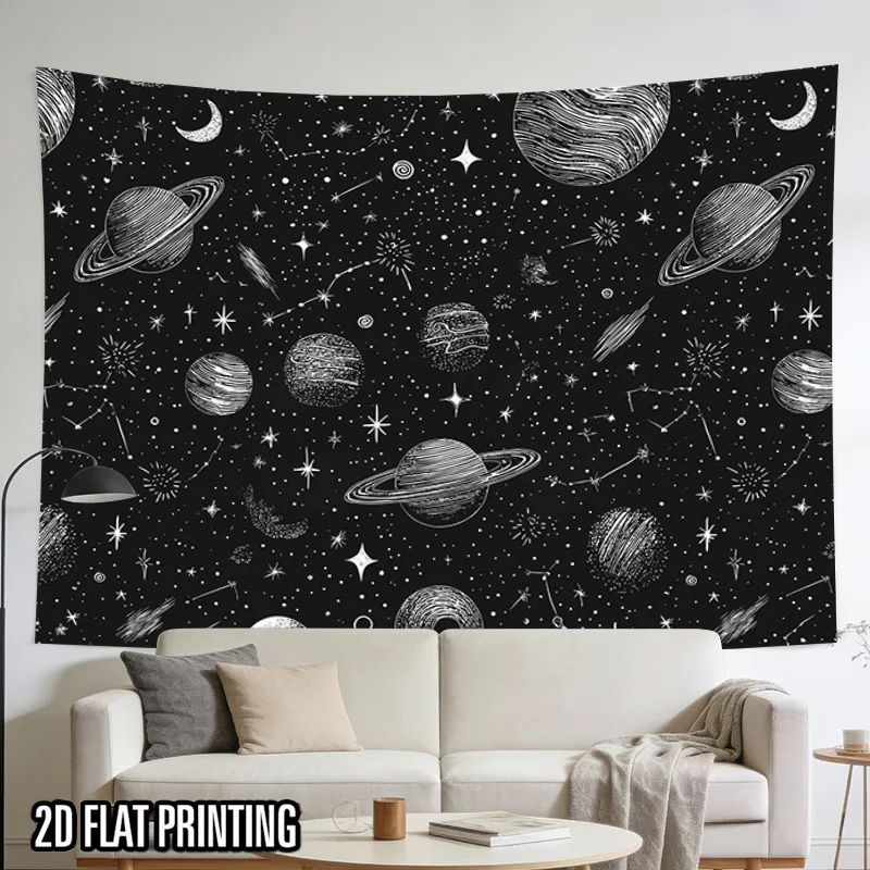 Galaxy Constellation Starry Night Space Nebula Planets Moon Wall Hanging Tapestry Decor Art