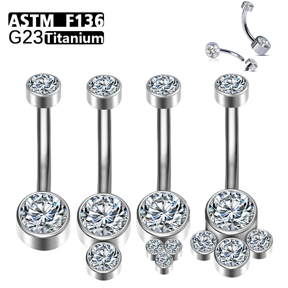 G23 Titanium Belly Button Piercing Premium Gem Stone Body Jewellery Navel industrial Piercing Ring Jewelry For Women Wholesale