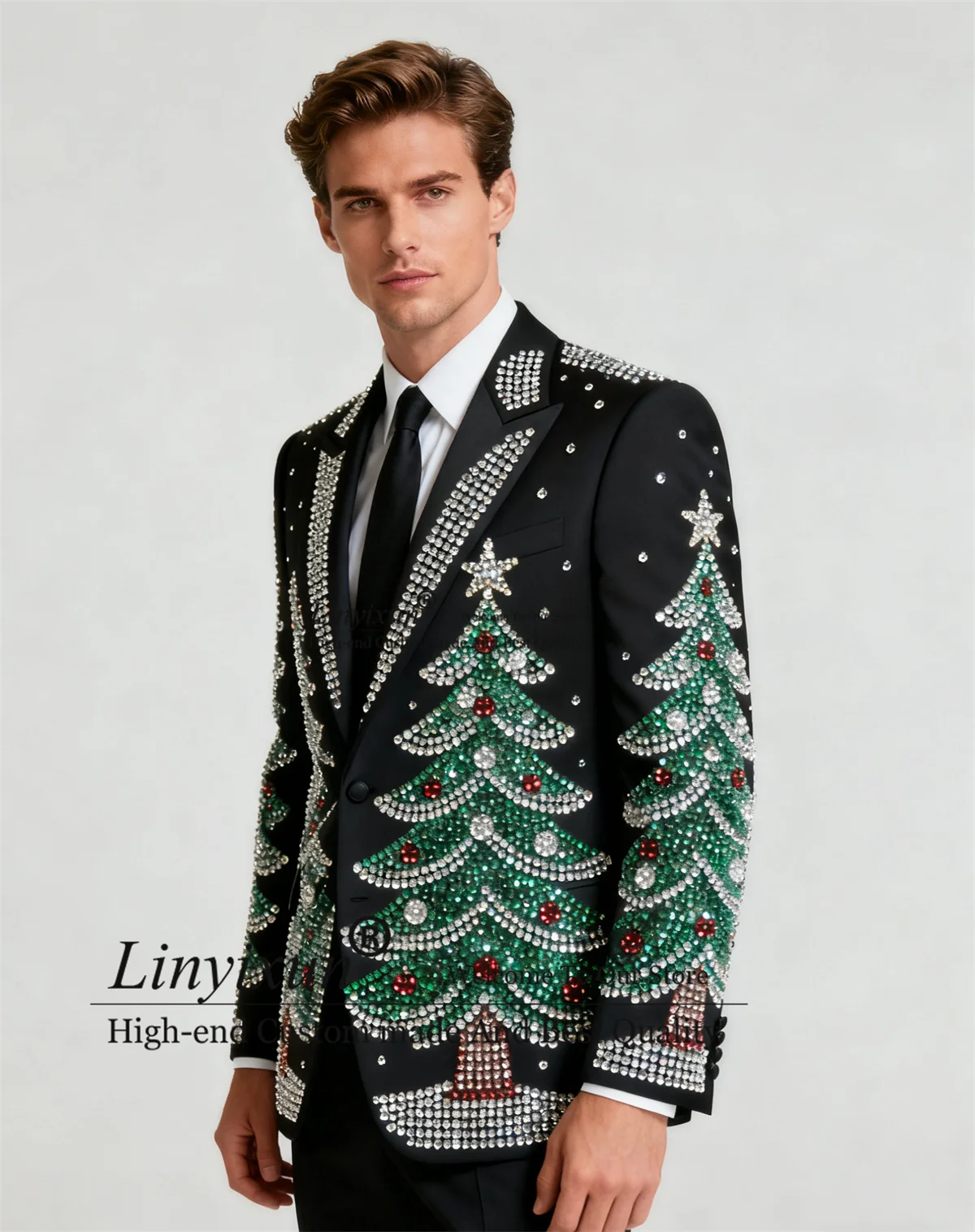 

Роскошные мужские костюмы со стразами и бриллиантами на свадьбу, комплекты из 2 предметов, мужские пиджаки для жениха, индивидуальные смокинги с остроконечными лацканами, Ropa homre