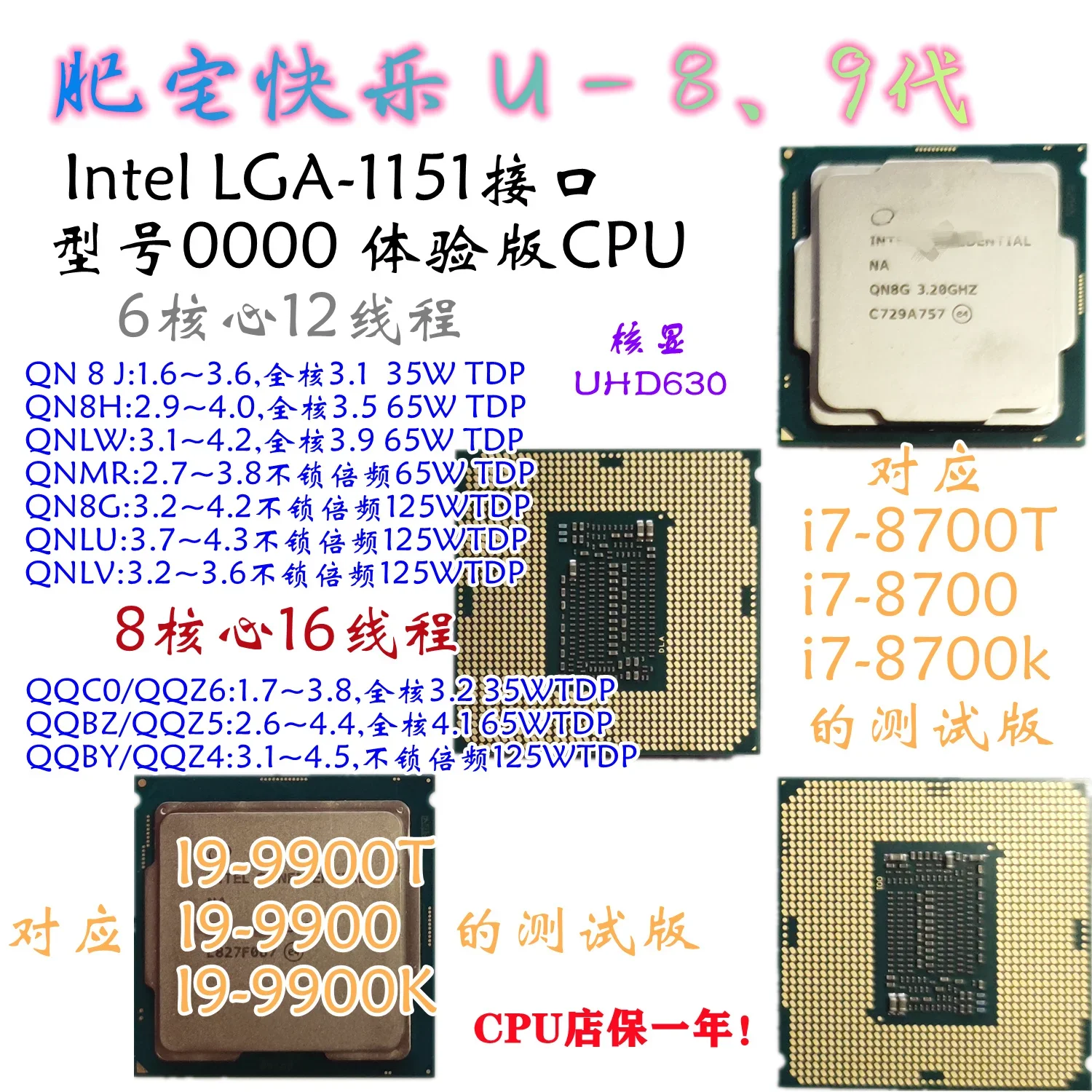 

8,9 Th Generation I7 8700K Qn8g Qn8h Qn8j Qqc0 Qqbz Qqby Es Cc150 Official CPU