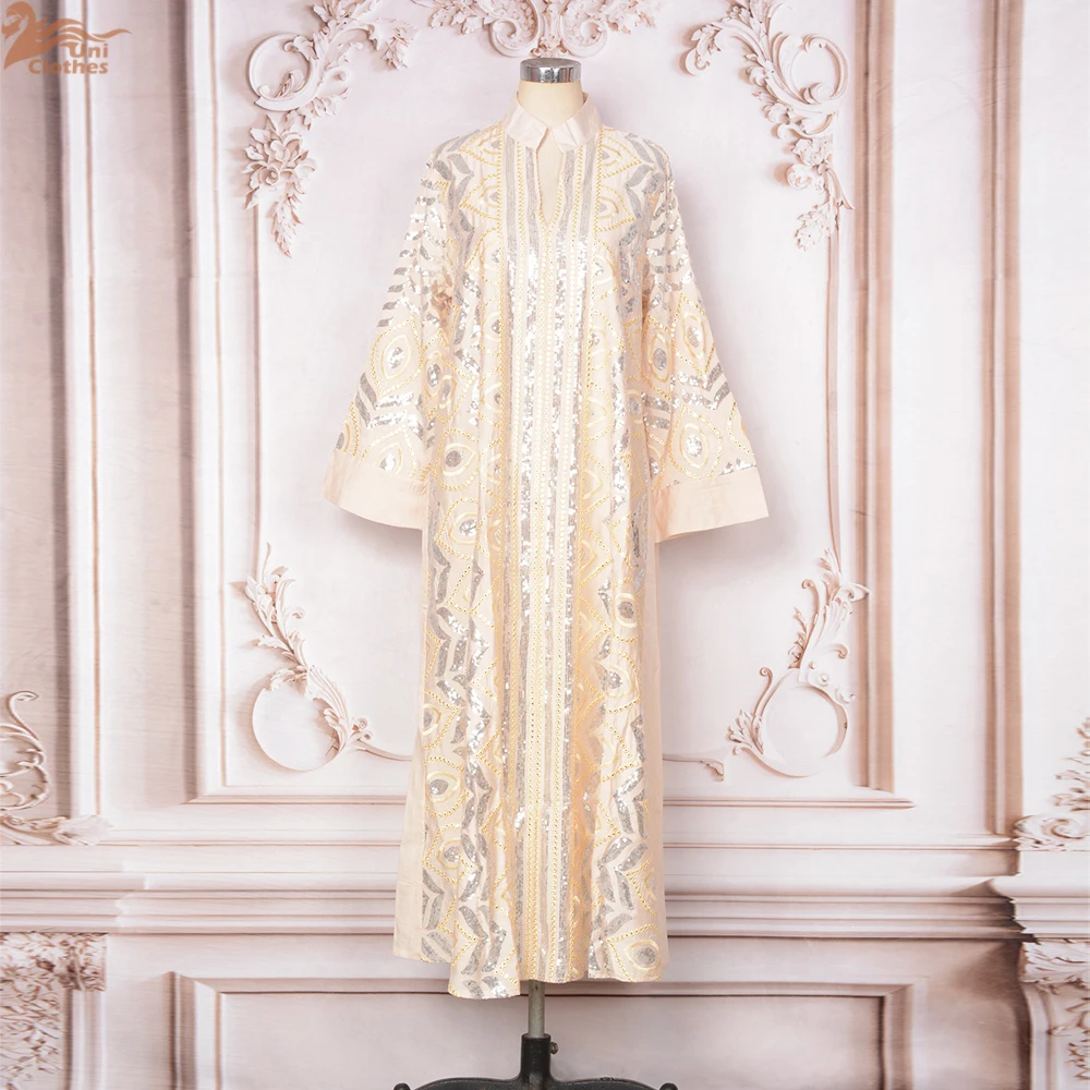 

2025 Eid Ramadan Sequins Embroidery Women Muslim Abaya Maxi Dress Turkey Moroccan Evening Party Isalm Gown Dubai Jalabiya Caftan