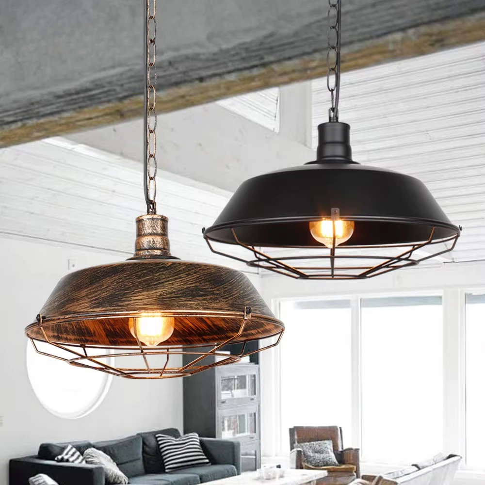 Vintage Industrial Edison Chandelier Cafe Attic Hanging Iron Lampshade Iron Restaurant Bar Counter Loft Bookstore Lamp