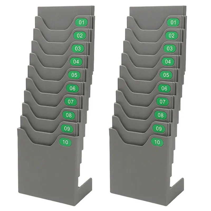 Exquisite-2X 10-Position Attendance Card Holder Expand Time Card Stand-Up And Hanging Card Slot Attendance Card Holder